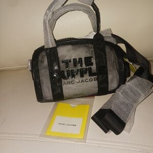 Marc Jacobs Black and Silver Mini Duffel Bag